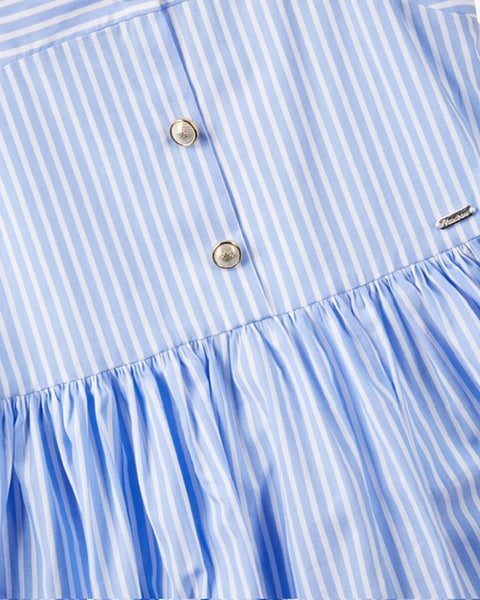 Blue & White Striped Cotton Party Dress