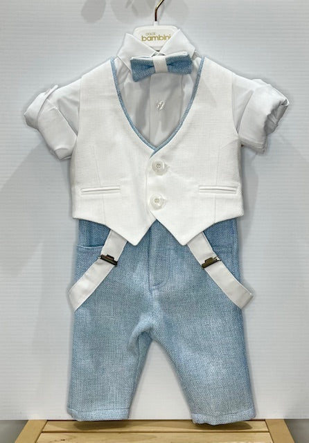 5pc 2Button Detail Trim Vest Set