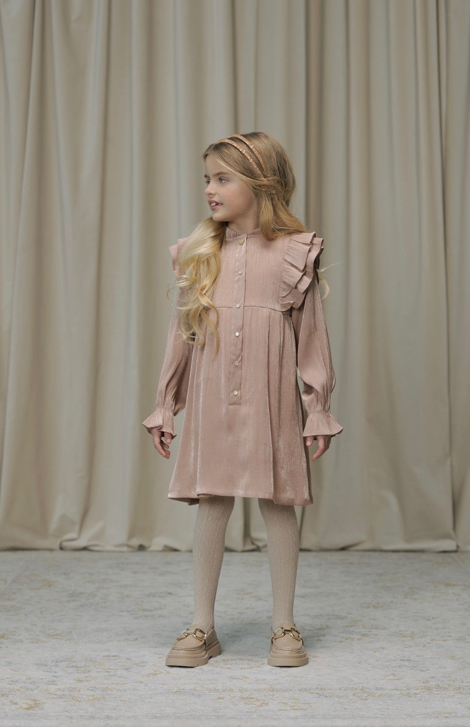 2pc SKLAR Shimmer Ruffle Dress w/Tights