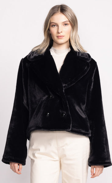 Double Breasted Faux Fur Jacket