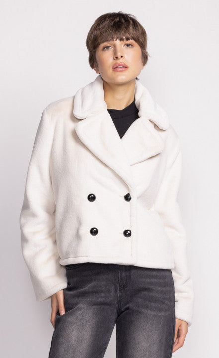 Double Breasted Faux Fur Jacket