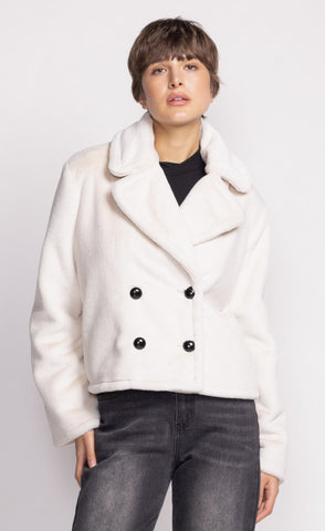 Double Breasted Faux Fur Jacket