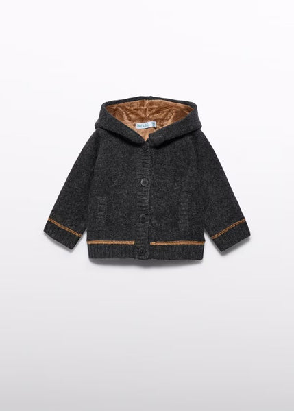 Contrast Detail Fur Lined Hooded Cardigan