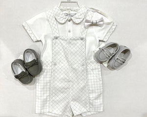 2pc Grey Check Short Romper