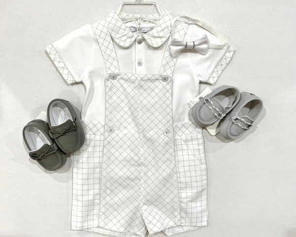 2pc Grey Check Short Romper