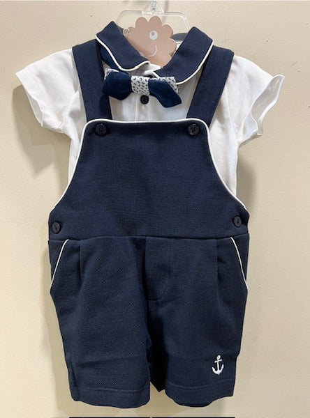 3pc Short Romper Set with Bow Tie