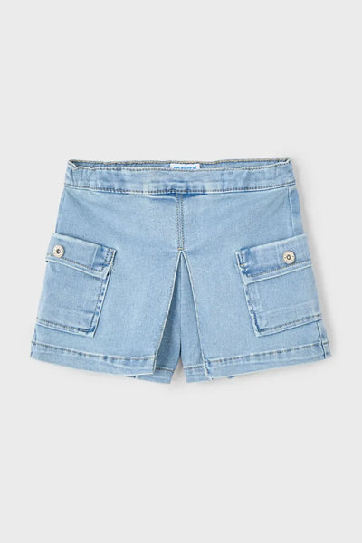 2pc Printed Top & Denim Skort Set