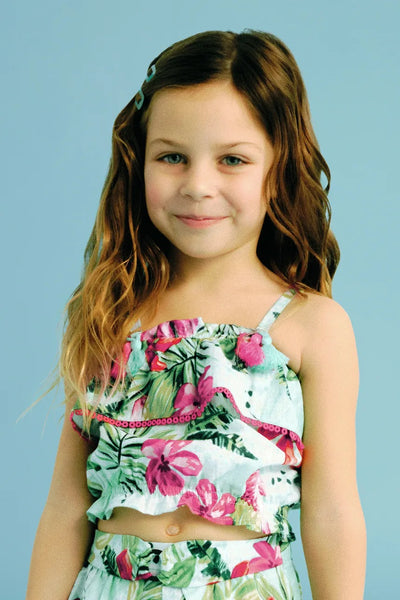 2pc Floral Printed Top & Skort Set