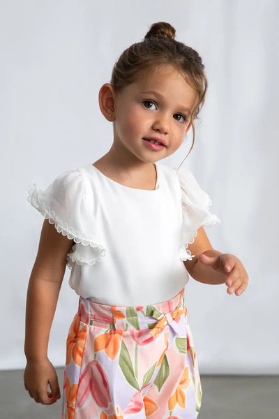 Gauze Blouse w/Lace Trim