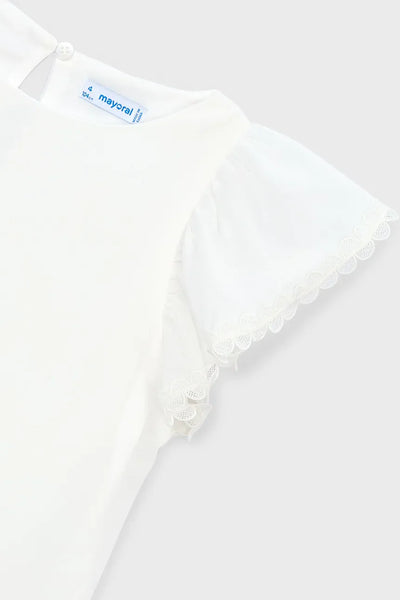 Gauze Blouse w/Lace Trim