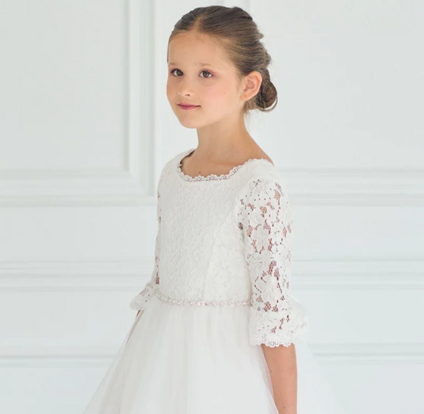 Ruby-3/4Bell Sleeve & Tulle Skirt Communion Dress