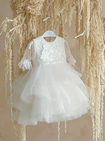 Elsa Sheer Half Sleeve Baptismal Dress