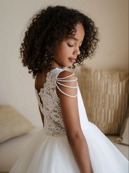 Vienna Pearl Shoulder Detail Communion Dress
