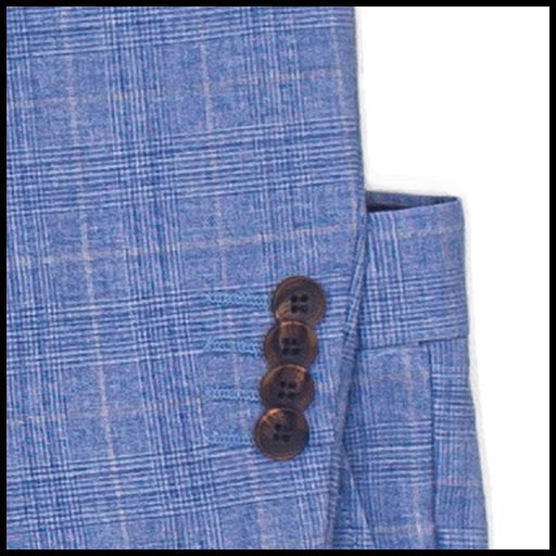 2pc Blue & Taupe Plaid Suit