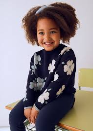 3pc Floral Sweater & Denim Skirt Set