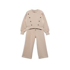 2pc Scuba Lounge Set w. Gold Button Detail