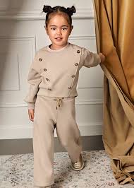 2pc Scuba Lounge Set w. Gold Button Detail