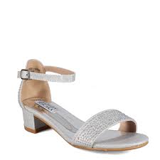 ADRIANNA Satin Jeweled Open Toe Sandal