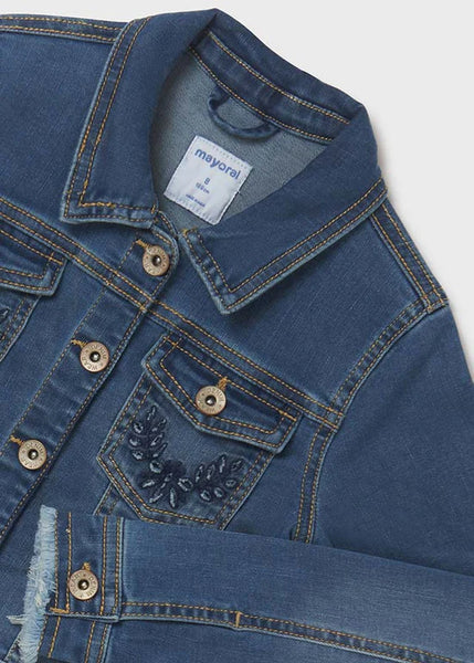 Jean Jacket w. Embroidered Pocket Detail