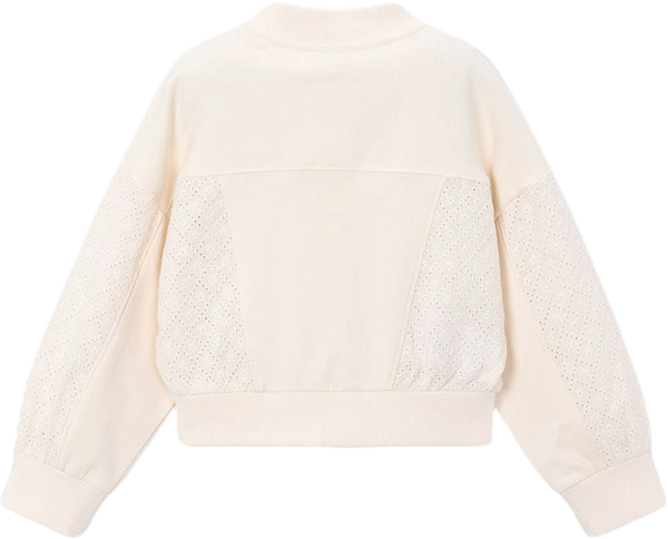 Lace Detail Full Zip Sweater
