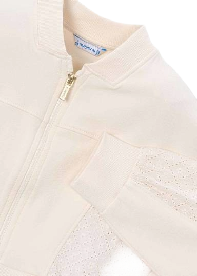 Lace Detail Full Zip Sweater