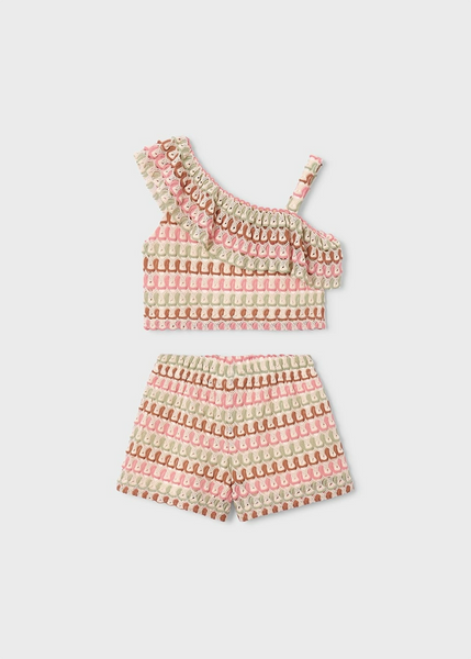 2pc Crochet Missoni Print Short Set