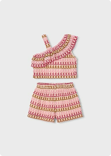 2pc Crochet Missoni Print Short Set