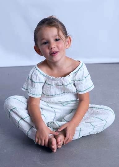 2pc Striped Gauzy Pant Set