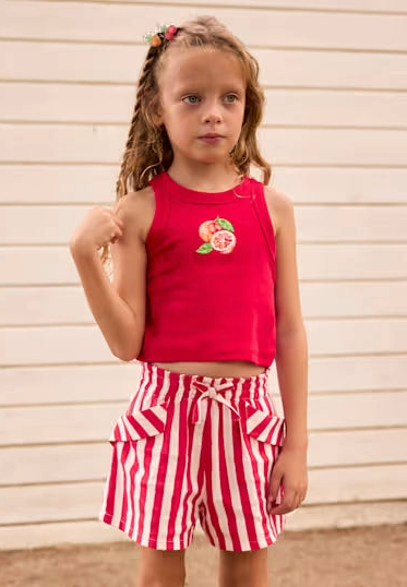 3pcStriped Short Set w/ Tank & Hat