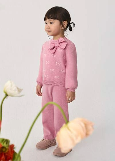 2pc Knit Bows Lounge Set