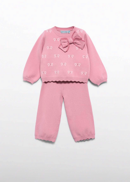 2pc Knit Bows Lounge Set