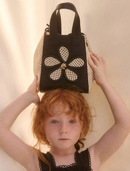 Raffia Purse w/ Flower Detail