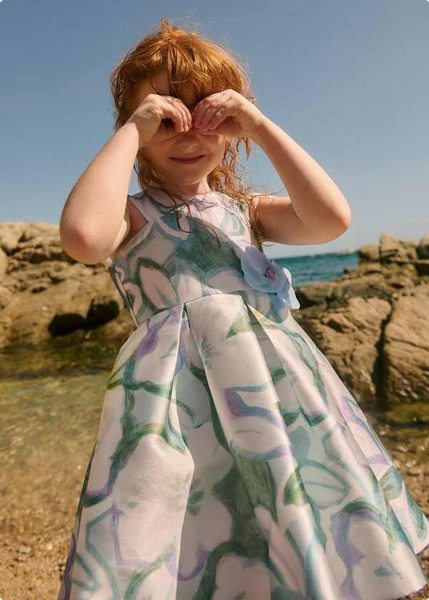 Floral Stamp Mikado Party Dress