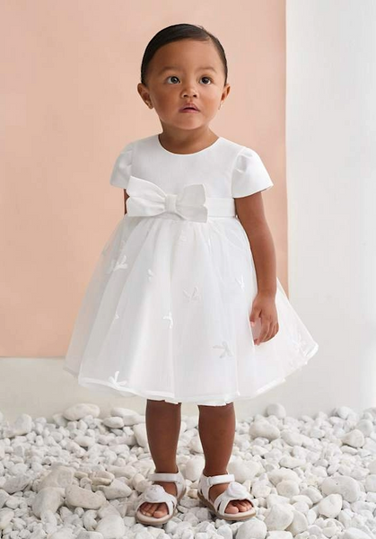 Tulle & Bows Cap Sleeve Baptism Dress