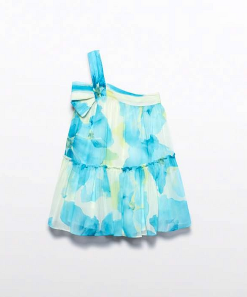 One Shoulder Chiffon Estampada Dress