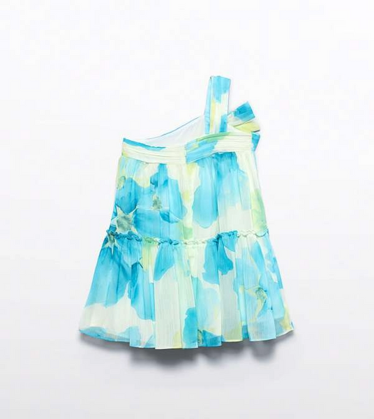 One Shoulder Chiffon Estampada Dress