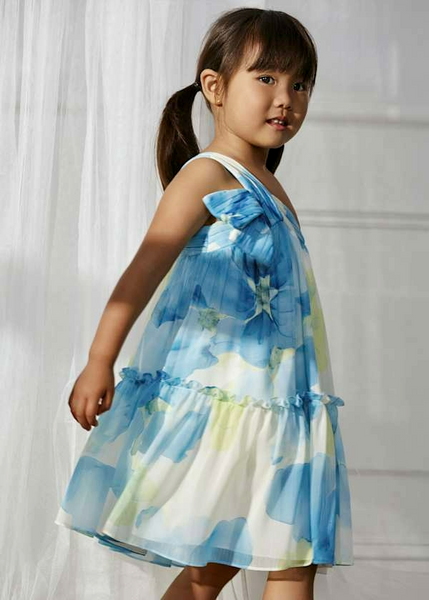 One Shoulder Chiffon Estampada Dress