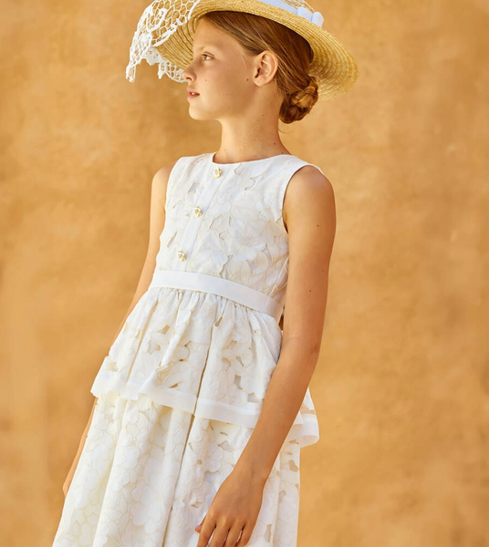 Champagne Floral Lace Party Dress