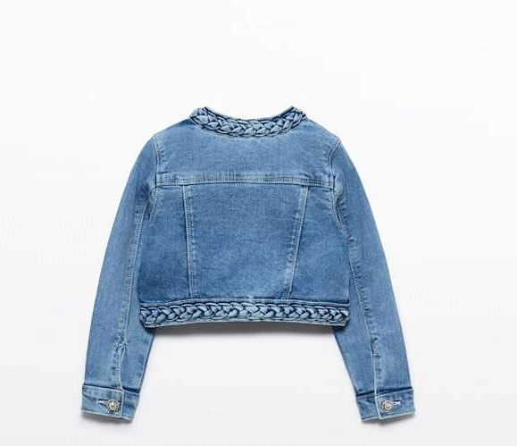 Braided & Pearl Button Denim Jacket