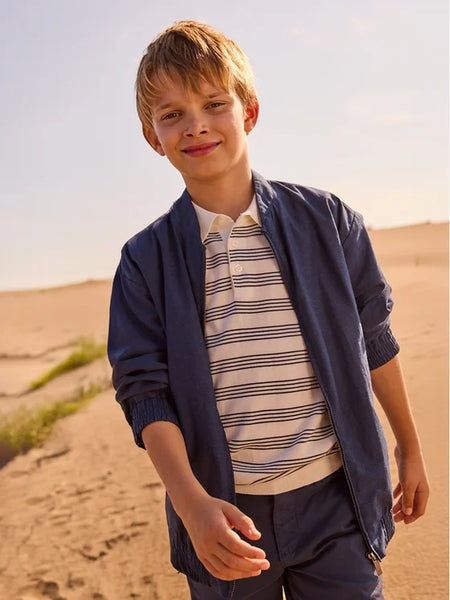 Tween Boys Linen Bomber Jacket