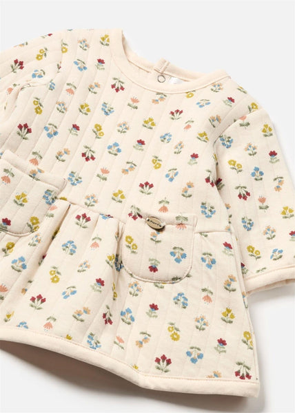 2pc Quilted Flowers Dress w/ Tights
