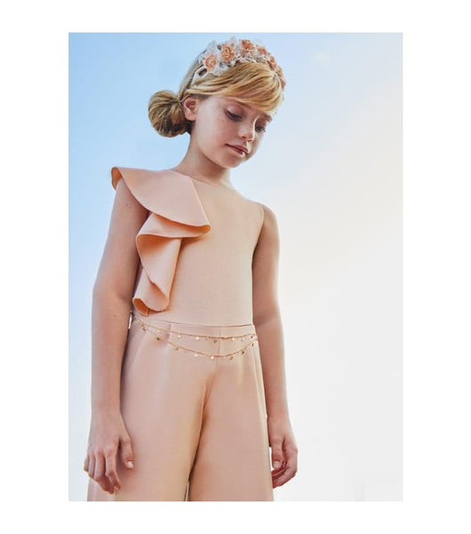 Ruffle Jumpsuit with Chain Belt