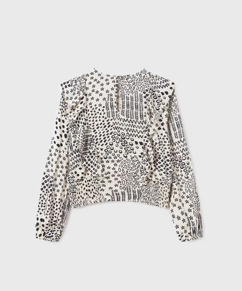 Printed Ruffle Blouse