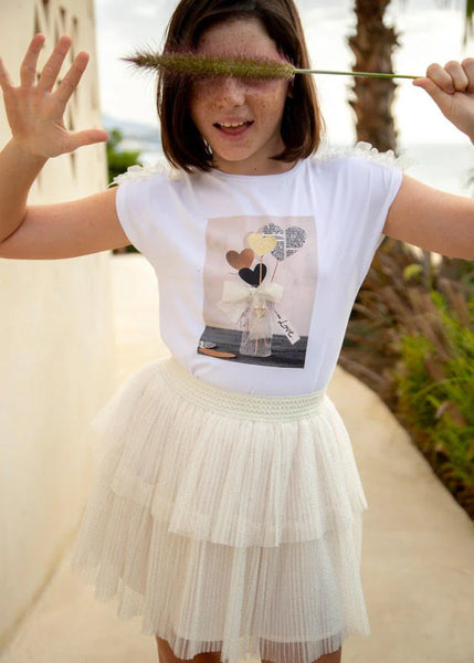 Ivory/Gold Shimmer Pleated Skirt