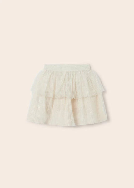 Ivory/Gold Shimmer Pleated Skirt