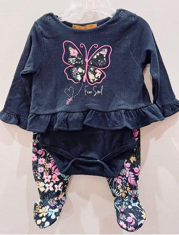 2pc Black Bodysuit & Floral Pant