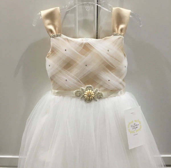 Tulle Criss Cross Communion or Flower Girl Dress