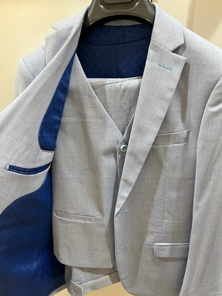 3pc Baby Blue Check Suit