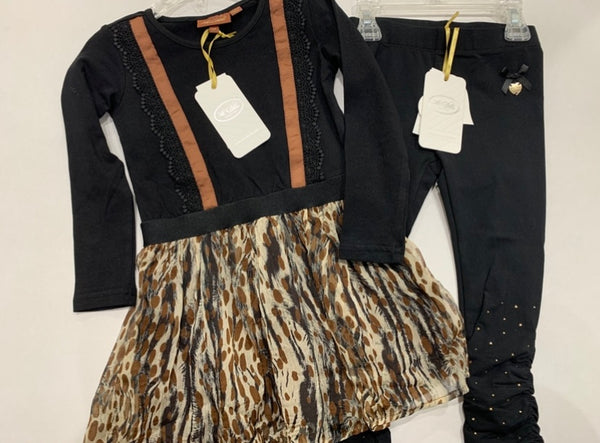 Le Chic 2pc Jersey Animal Dress Set with Legging