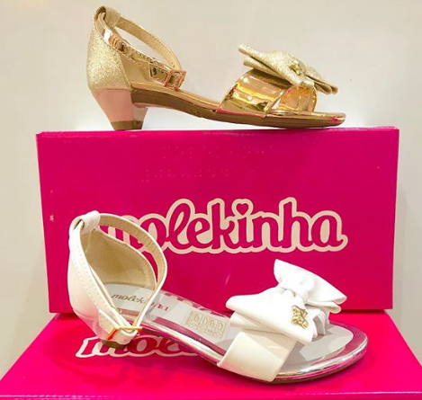 Patent with Rose Bow Open Bow Sandal
